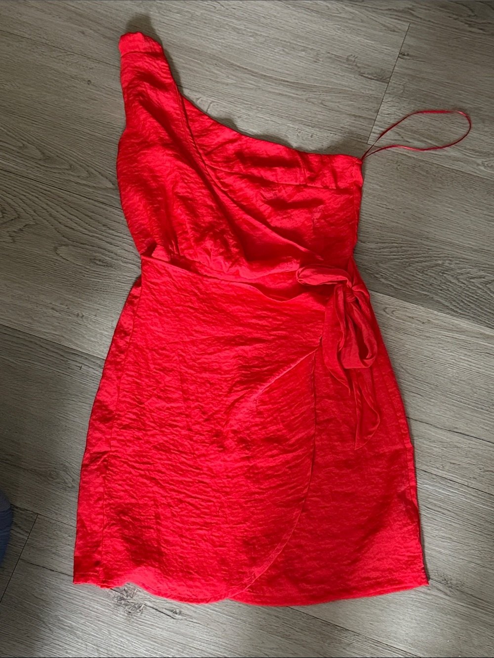 Sincerely Jules Bold Red One-Shoulder Wrap Dress